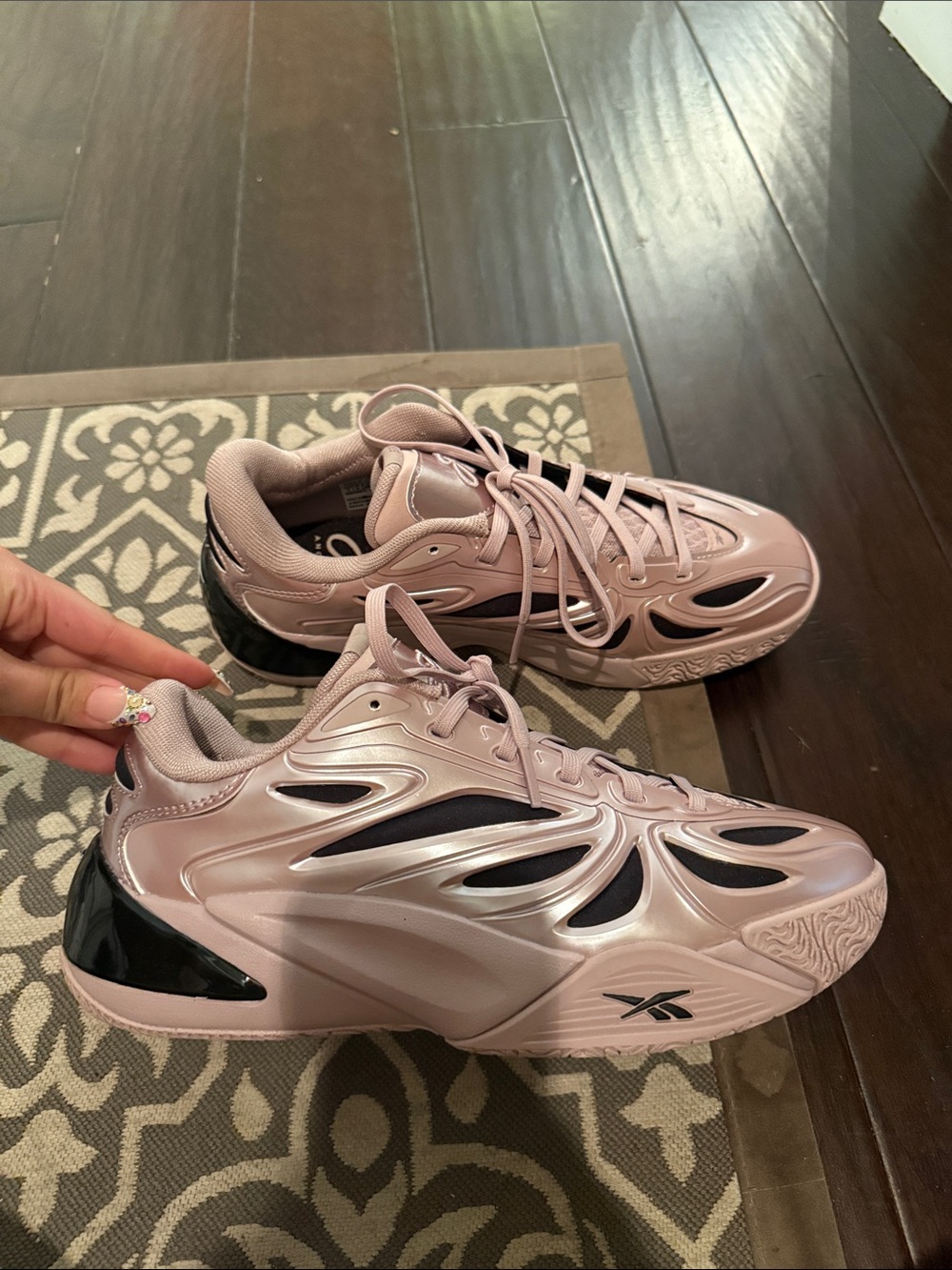 Reebok Women's Blush Pink and Black Retro Runner Sneakers